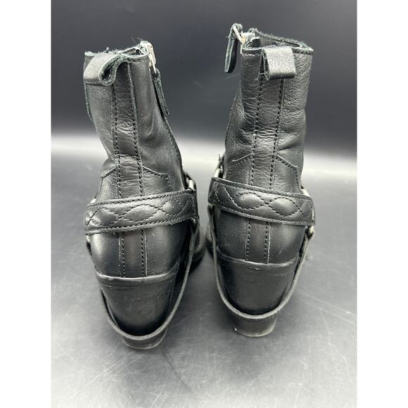 MNG Black Leather Embroidered Booties Women Side Zip Size 38/7.5 EUC - Picture 5 of 14